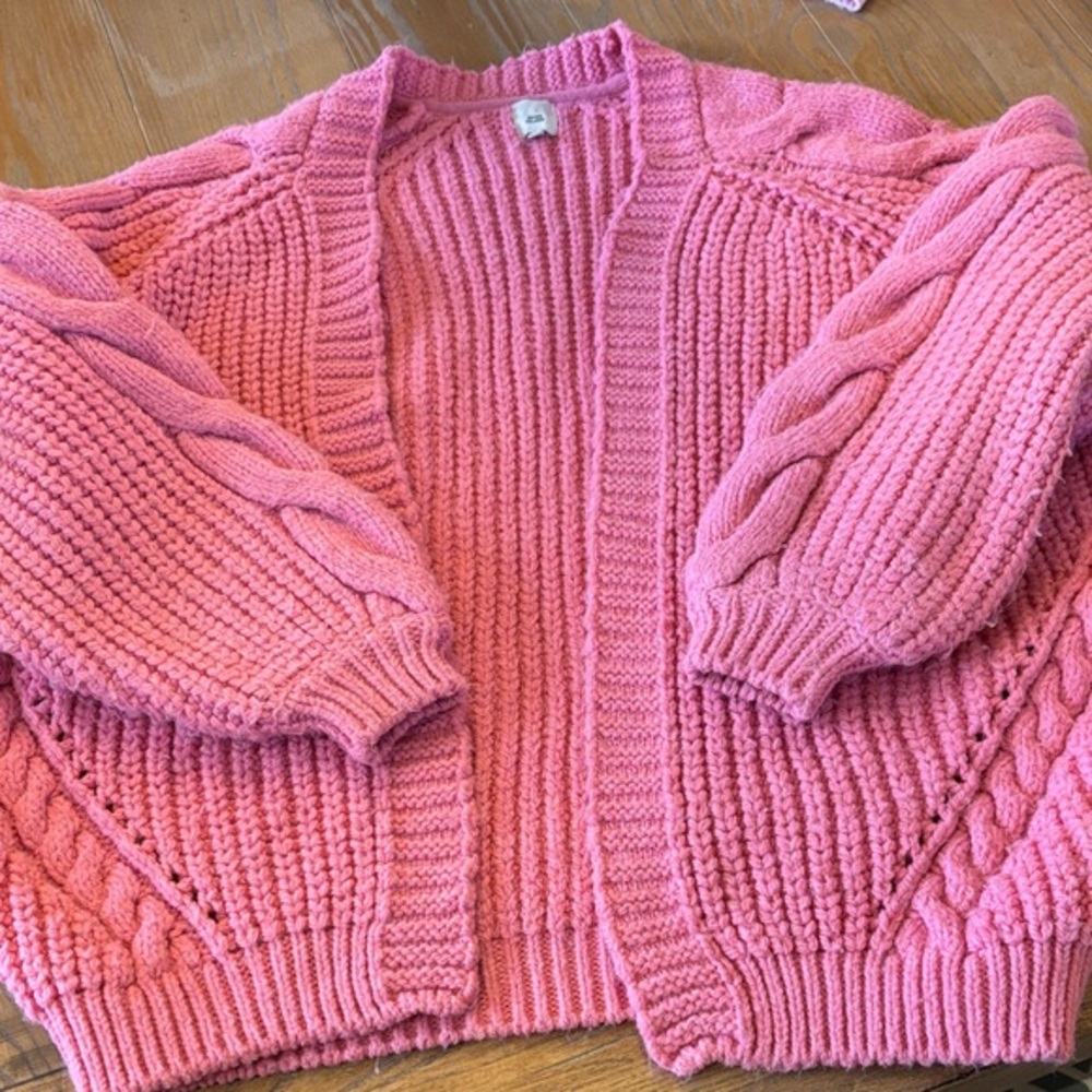 River Island Chunky Open Cardigan in Pink